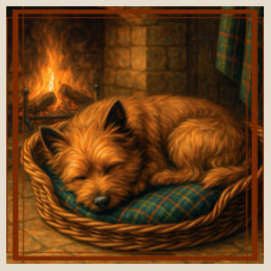 Callum the Cairn Terrier - Hearthside Rest - Natural Tea Towel Design