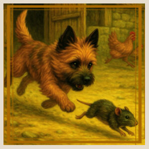 Callum the Cairn Terrier - Barnyard Pursuit  - Natural Tea Towel Design