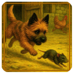 Callum the Cairn Terrier - Barnyard Pursuit  - Coaster - Square Hardboard Design