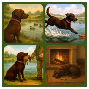 Lyla the Labrador - From Field to Fireside - White Tea Towel Design