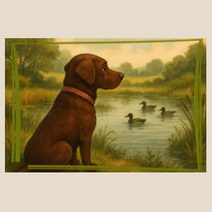 Lyla the Labrador - Lakeside Daydream - Natural Tea Towel Design