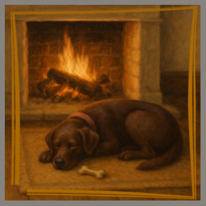 Lyla the Labrador - Fireside Slumber - Travel Mug Design