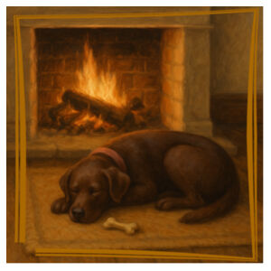 Lyla the Labrador - Fireside Slumber - Can Cooler Wrap Design