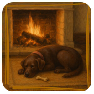 Lyla the Labrador - Fireside Slumber - Coaster - Square Hardboard Design