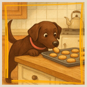Lyla the Labrador - Cookie Thief Chronicles  - Natural Tea Towel Design