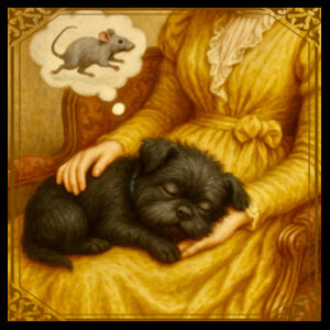 Arlo the Affenpinscher - Soft Slumber, Busy Mind - Black Tea Towel Design