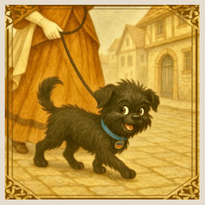 Arlo the Affenpinscher - A Stroll Through Town - Natural Tea Towel Design