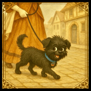 Arlo the Affenpinscher - A Stroll Through Town - Cushion cover Design