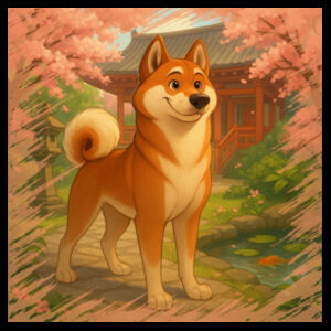 Sakura Serenity - Black Tea Towel Design