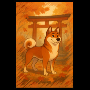 Autumn Pathway - Black Tea Towel Design