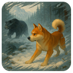 Mountain Vigil – Akio the Akita - Coaster - Square Hardboard Design