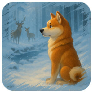 Winter Stillness – Akio the Akita - Coaster - Square Hardboard Design