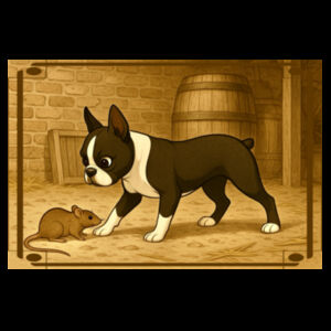 Barnyard Encounter  - Black Tea Towel Design