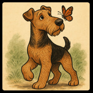 Curious Charm - Black Tea Towel Design