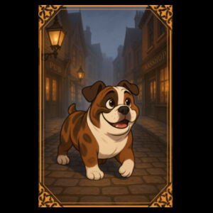 Cobblestone Stroll - Black Tea Towel Design