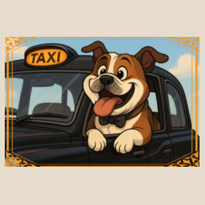 London Taxi Tour - Natural Tea Towel Design