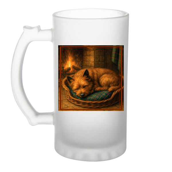  Callum the Cairn Terrier - Hearthside Rest - Frosted Glass Beer Mug Thumbnail