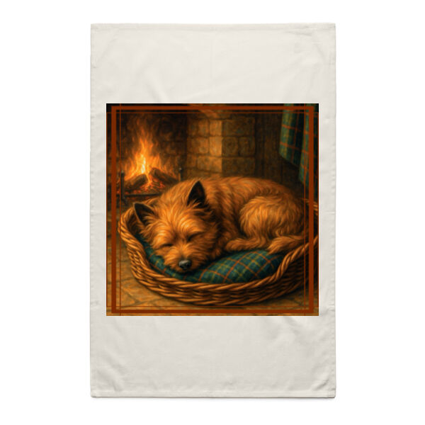 Callum the Cairn Terrier - Hearthside Rest - Natural Tea Towel Thumbnail