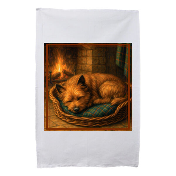 Callum the Cairn Terrier - Hearthside Rest - White Tea Towel Thumbnail
