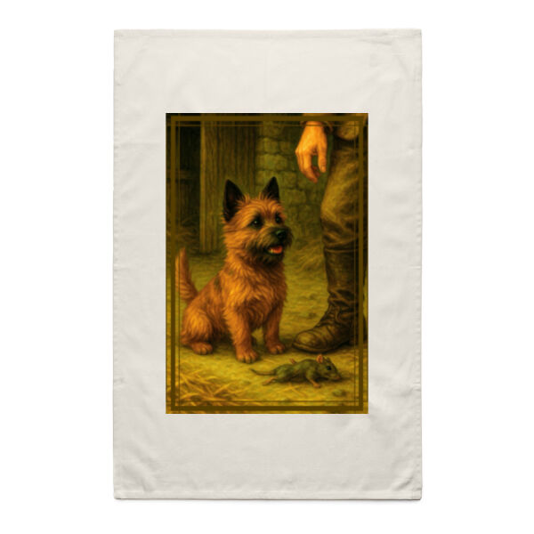Callum the Cairn Terrier - Barnyard Trophy  - Natural Tea Towel Thumbnail