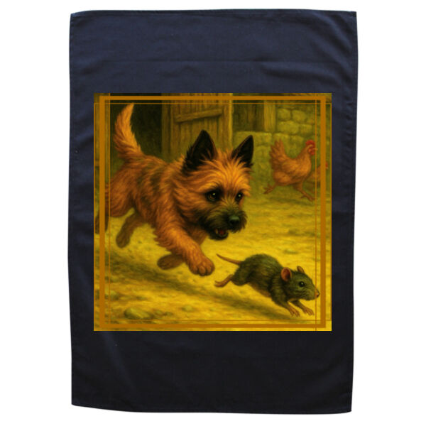 Callum the Cairn Terrier - Barnyard Pursuit  - Black Tea Towel Thumbnail
