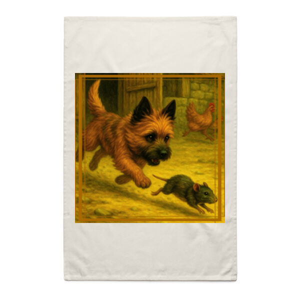 Callum the Cairn Terrier - Barnyard Pursuit  - Natural Tea Towel Thumbnail