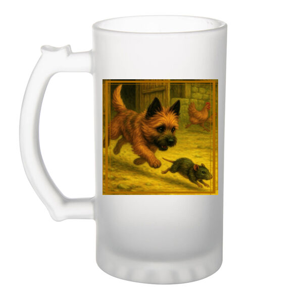 Callum the Cairn Terrier - Barnyard Pursuit  - Frosted Glass Beer Mug Thumbnail