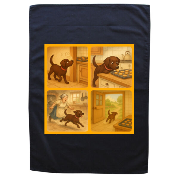 Lyla the Labrador - Great Cookie Caper - Black Tea Towel Thumbnail