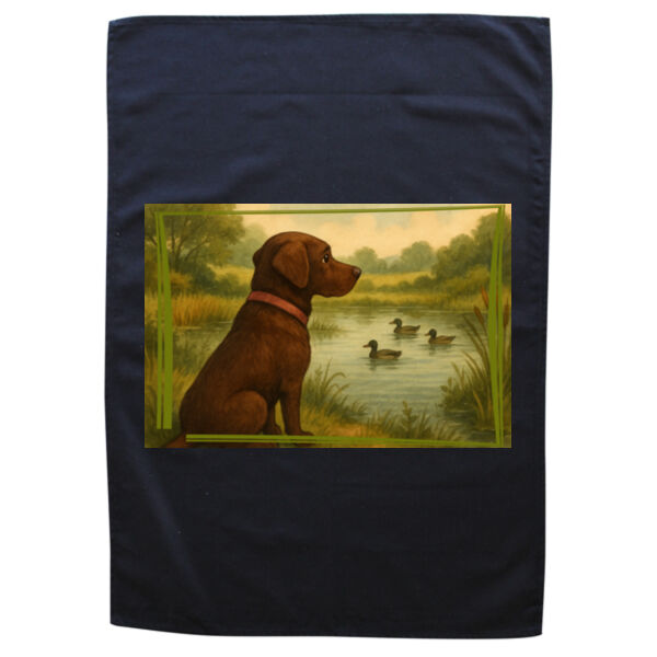 Lyla the Labrador - Lakeside Daydream - Black Tea Towel Thumbnail