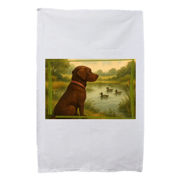 Lyla the Labrador - Lakeside Daydream - White Tea Towel Thumbnail