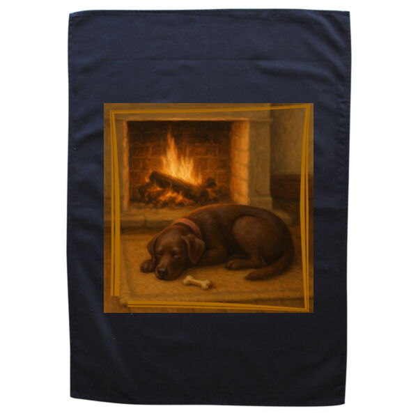 Lyla the Labrador - Fireside Slumber  - Black Tea Towel Thumbnail