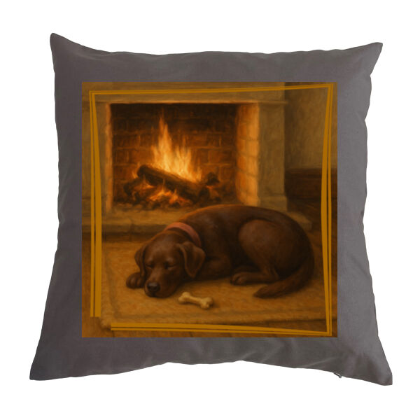 Lyla the Labrador - Fireside Slumber  - Cushion cover Thumbnail