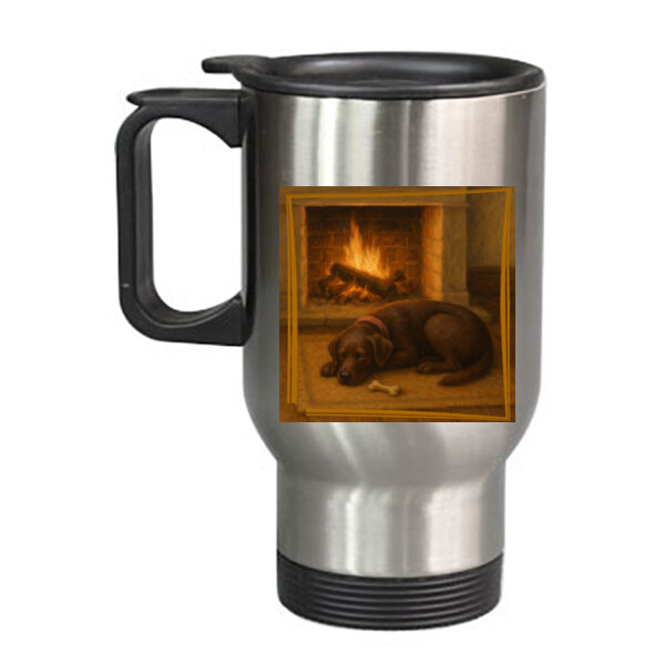 Lyla the Labrador - Fireside Slumber - Travel Mug Thumbnail