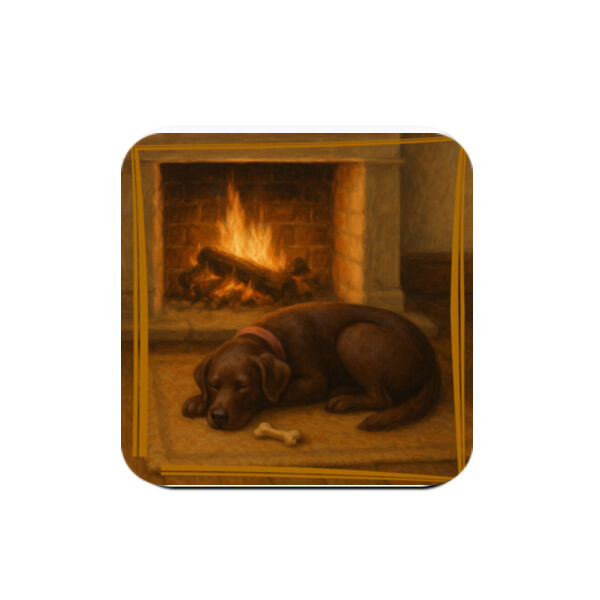 Lyla the Labrador - Fireside Slumber - Coaster - Square Hardboard Thumbnail