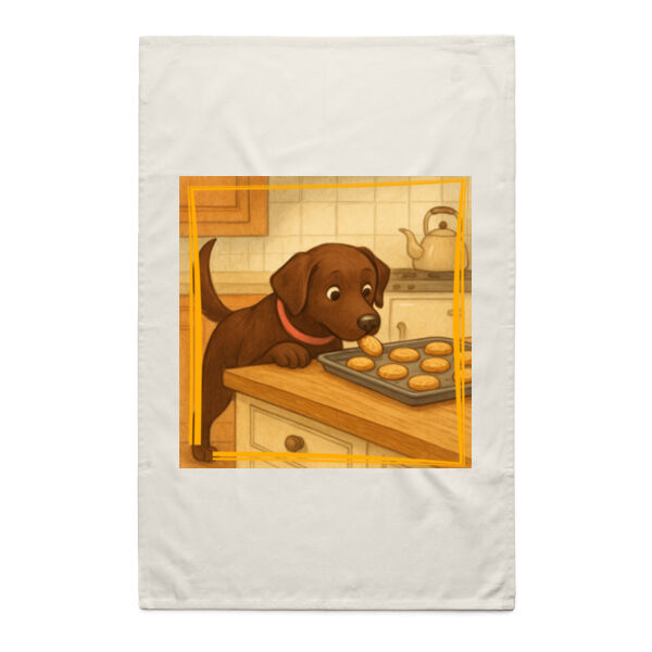 Lyla the Labrador - Cookie Thief Chronicles  - Natural Tea Towel Thumbnail