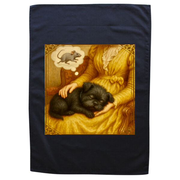 Arlo the Affenpinscher - Soft Slumber, Busy Mind - Black Tea Towel Thumbnail