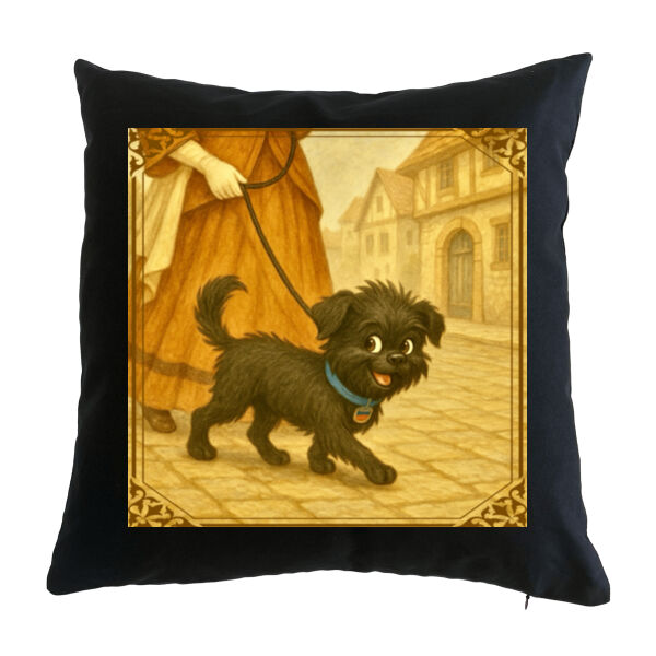 Arlo the Affenpinscher - A Stroll Through Town - Cushion cover Thumbnail