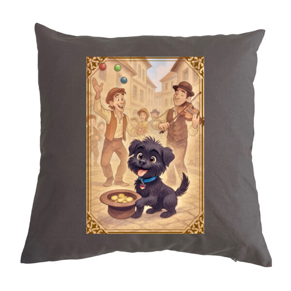 Arlo the Affenpinscher - Street Performer’s Helper - Cushion cover Thumbnail