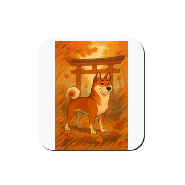Autumn Pathway – Akio the Akita - Coaster - Square Hardboard Thumbnail