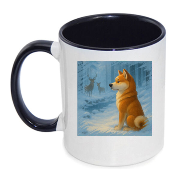 Winter Stillness – Akio the Akita - Inner Coloured Mug Thumbnail