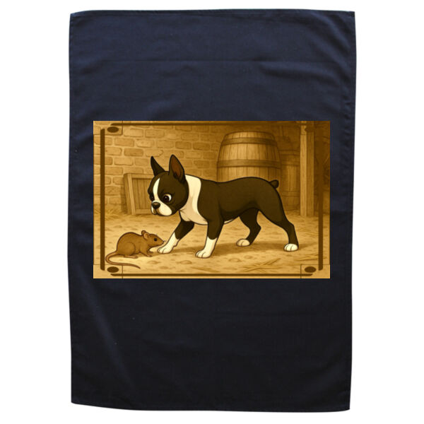 Barnyard Encounter  - Black Tea Towel Thumbnail