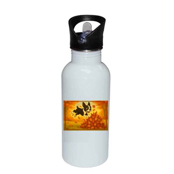 Leaf Pile Leap - Stainless Bottle with Straw Top Thumbnail