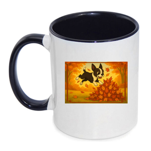 Leaf Pile Leap - Inner Coloured Mug Thumbnail
