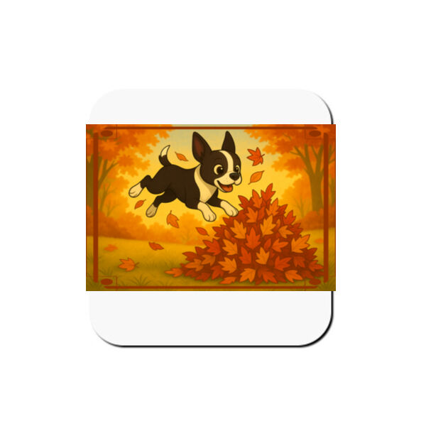 Leaf Pile Leap - Coaster - Square Hardboard Thumbnail