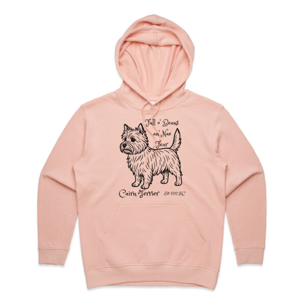 Full o’ Beans an’ Nae Fear – Cairn Terrier - AS Colour Womens Premium Hood Thumbnail