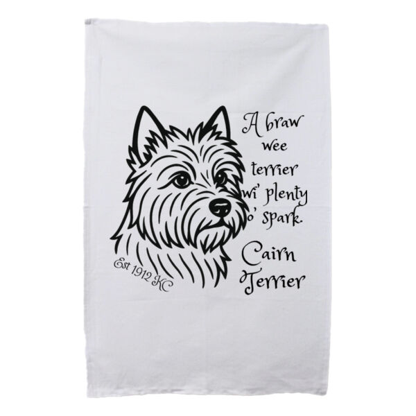 A Braw Wee Terrier – Cairn Terrier - White Tea Towel Thumbnail