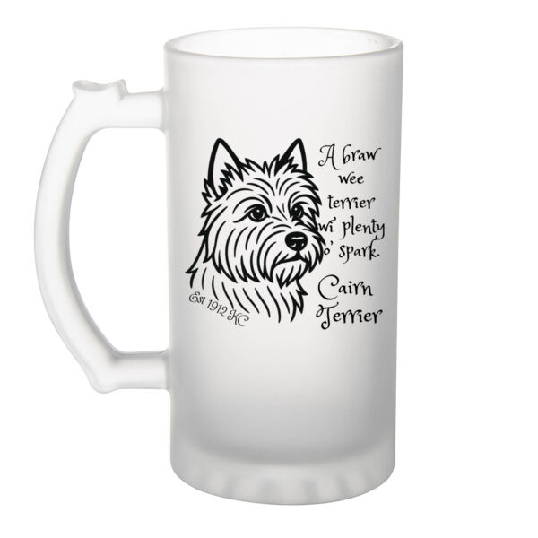 A Braw Wee Terrier – Cairn Terrier - Frosted Glass Beer Mug Thumbnail