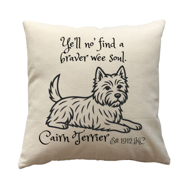 Braver Wee Soul – Cairn Terrier - Cushion cover Thumbnail