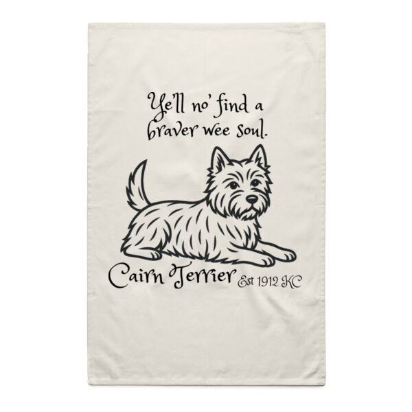 Braver Wee Soul – Cairn Terrier - Natural Tea Towel Thumbnail