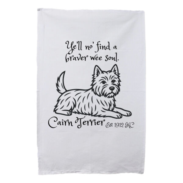 Braver Wee Soul – Cairn Terrier - White Tea Towel Thumbnail